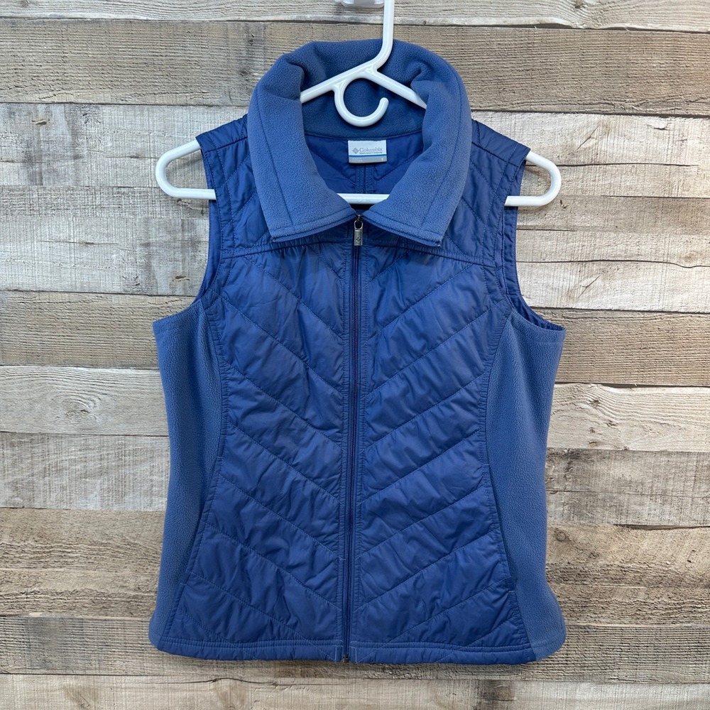 Columbia Womens Quilted Fleece Accent Vest Blue Size Small